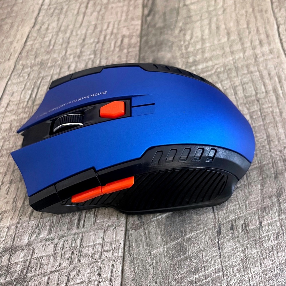 2.4GHz Wireless‎ 6D Gaming Mouse Blue Black Optical 6-Button USB Nano Receiver